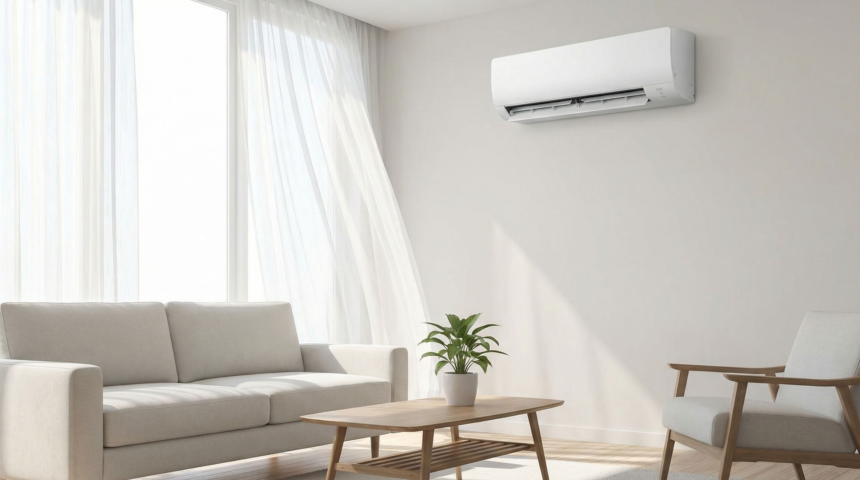 White Modern Air Conditioner Cool Breeze Interior Design